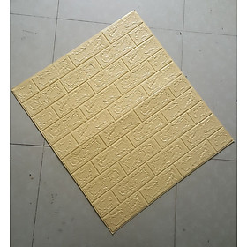Mua Hàng Loại 1-Combo 10 Tấm Xốp Dán Tường Giả Gạch 3D Màu Vàng Nhạt 70cmx77cm