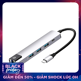 Hub USB Type C 5 in 3 x USB 3.0 / USB Type C / RJ45 - Màu Ngẫu Nhiên (F2)