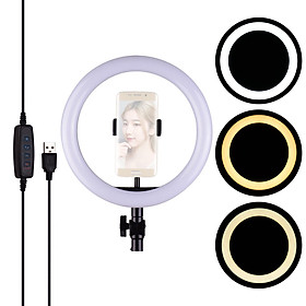 26cm/10inch LED Ring Light Photography Fill-in Lamp 3 Lighting Modes Adjustable Brightness USB Powered with Flexible