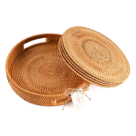 Mua Combo khay mây đan tròn 35cm & 4 lót bàn mây tròn 30cm