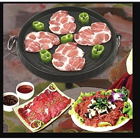 Chảo nướng thịt Mặt Đá kiểu Hàn Quốc size lớn 32cm mặt đá chống dính cao cấp (Nướng trên bếp bếp Ga, Than hoa. cồn..)