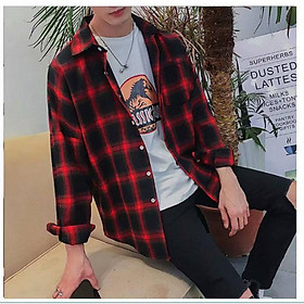 Áo Khoác Fanel Nam Nữ Form Rộng Unisex Đỏ Caro