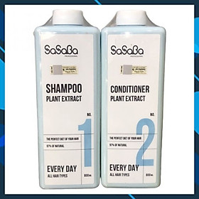 Bộ dầu gội xả hoàn hình SASABA Sasa Barbara Slippery phục hồi siêu mượt tóc 800ml