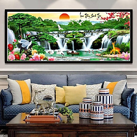 200x90cm I Tranh đính đá Lưu Thủy Sinh Tài LV429