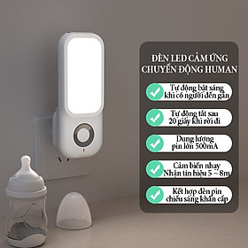 Mua Đèn led cảm ứng chuyển động Human 3 chế độ sáng hỗ trợ sạc không dây ánh sáng vàng ấm công suất 5W tự động sáng khi có người đến gần