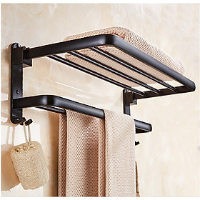 Giá treo đồ vắt khăn nhà tắm 2 tầng hợp kim nhôm màu đen LI-GI391 - Đơn giản, hiện đại và nổi bật
