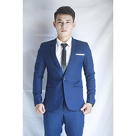 Bộ vest nam màu xanh đen form ôm body chất liệu vải mềm mịn tặng combo phụ kiện