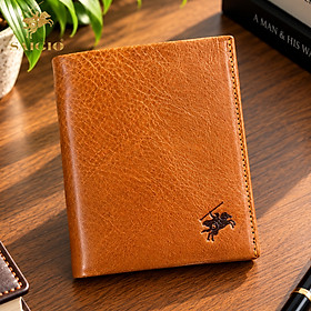 Bóp Nam Đứng HERITAGE, Da Bò Full Grain Siêu Bền Bỉ , Size Lớn, Thiết Kế Cổ Điển, Đơn Giản, Dáng Đứng - Gập 2, Ngăn Đựng Tiền Có Khóa Kéo, Nhiều Ngăn Để Giấy Tờ Tiện Dụng - Hàng Chính Hãng SAIGIO - Vàng bò