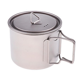 420ml/550ml Titanium Portable Outdoor Picnic Camping Cup Bowl Cooking Pot Folding Handle Backpacking Travel Coffee Mug