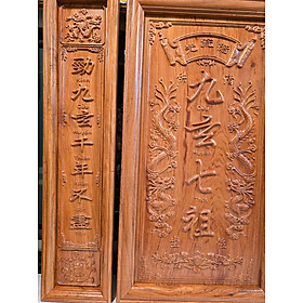 Liễn thờ gia tiên- Cửu Huyền Thất Tổ, bằng gỗ hương đá xịn