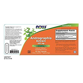 Viên Uống Now Chiết Xuất Cây Xuyên Tâm Liên (Andrographis) 400mg