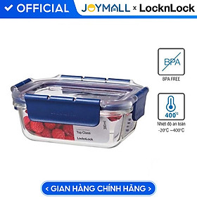 Hộp Thuỷ Tinh Chịu Nhiệt Lock&Lock (nhiều size) - Hàng Chính Hãng, Nắp Màu Xanh Dương, Dùng Được Trong Máy Rửa Chén, Lò Vi Sóng, Nồi Chiên Không Dầu