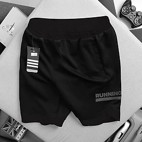 (bigsizenam <140kg) QUẦN SHORT THUN NAM BIG SIZE MÀU ĐEN CHỮ RUNNING