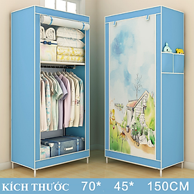 Mua Tủ vải tủ đựng quần áo 1 buồng cao cấp vải không dệt 3D chống thấm siêu bền đẹp loại 1 khung inox chắc chắn MÀU XANH DƯƠNG