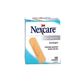 Hộp băng Keo Cá Nhân 3M Nexcare Tan, 10 Miếng/Gói, 10 Gói/Hộp, sản xuất tại Thái Lan