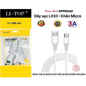 Mua Dây sạc 3A LI-TOP LX33 chân Micro (Túi)  dòng điện 5V-3A  Kim Ánh cho dùng thử 30 ngày  hàng chính hãng