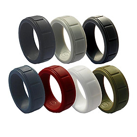 7Pcs 8mm Width Women's Men's Finger Ring Silicone Rubber Wedding Bands Gift
