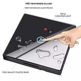Mua Công Tắc Không Dây Màn Hình Kính Cảm Ứng Có Đèn Báo - Phát Sóng Điều Khiển Đèn Từ Xa RF433MHz - Loại 3 Nút Nhấn  Màu Đen