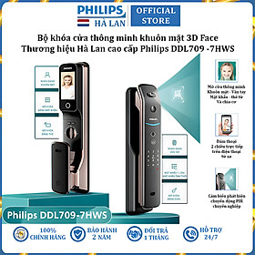 Mua Bộ khóa cửa thông minh khuôn mặt 3D Face  vân tay  thẻ từ  mật khẩu và chìa cơ thương hiệu Philips DDL709-7HWS - Hàng nhập khẩu