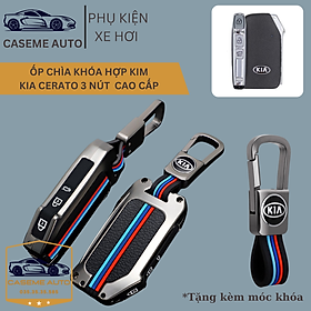 Ốp Chìa Khóa KIA Cerato 2019 - 2021 3 Nút Chất Liệu Hợp Kim, Kèm Móc Treo Cao Cấp - Hàng Nhập Khẩu