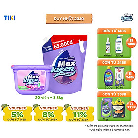 Combo Túi nước giặt xả 3.8 3.6kg + Hộp viên giặt xả MaxKleen 2 trong 1