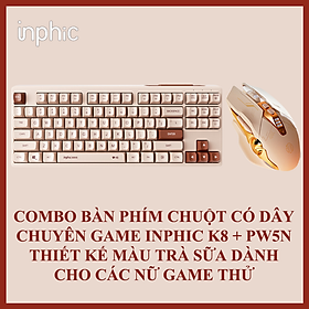 Mua Combo bàn phím và chuột có dây chuyên game INPHIC K8 + PW5N có led thiết kế màu trà sữa dành cho các nữ game thủ - Hàng Chính Hãng