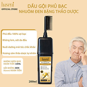 Dầu gội phủ bạc Haseni 200ml đen tóc sau 9 phút, không lem, không xót da đầu