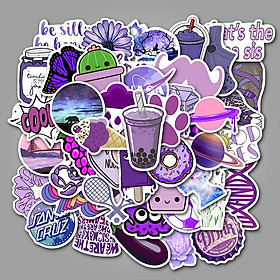 Sticker 53 miếng hình dán Purple Stub - hàng nhập khẩu