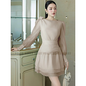 Đầm nude voan đính hoa NGADO , đầm voan , đầm kiểu Nữ