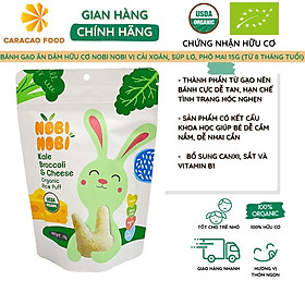 Bánh gạo ăn dặm hữu cơ cho bé Nobi Nobi vị cải xoăn, súp lơ, phô mai 15g (từ 8 tháng tuổi), Bánh ăn dặm cho bé