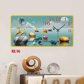 Tranh đồng hồ tráng gương 3d in uv công nghệ nhật bản sáng bóng sắc nét { Đầy đủ phụ kiện