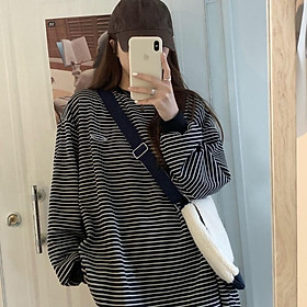 Áo Sweater Kẻ Sọc Tay Bo Form Rộng Nam Nữ Phong Cách Cá Tính Năng Động