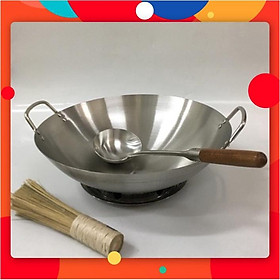Chảo thép 2 quai size 40cm tặng chổi chùi chảo