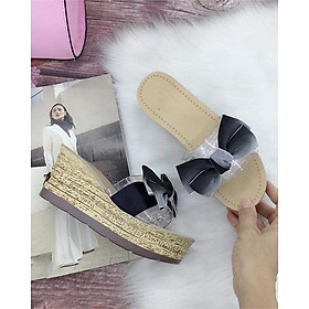 Dép xuồng thời trang nữ cao 7 cm, phối nơ lụa cực xinh và đáng iu MT86
