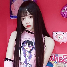 Bộ tóc giả nữ Hàn Quốc nguyên đầu màu VÀNG , NÂU , ĐEN + tặng kèm lưới ONLINE_SHOPPING_1102