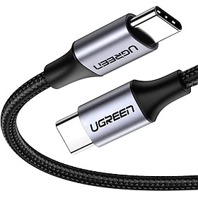 Mua Cáp USB type C 1M 60W hỗ trợ sạc nhanh PD màu đen mạ nickel đầu bọc nhôm chống nhiễu Ugreen 50150 US261 Hàng Chính Hãng
