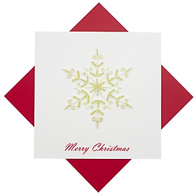 Thiệp NOEL Giấy Xoắn Thủ Công (Quilling Card) Hoa Tuyết  - Tặng kèm khung giấy để bàn. Thiệp Giáng Sinh handmade độc đáo