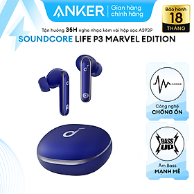 Tai nghe không dây SOUNDCORE (by Anker) Life P3 Marvel Edition, chống ồn chủ động ANC, chống nước IPX5, thời gian dùng 35 giờ, sạc nhanh 10p nghe 2 tiếng, 6 micro thu âm hỗ trợ giảm nhiễu ồn môi trường - A3939H