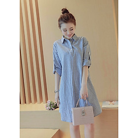 Đầm đũi nữ cổ bẻ sơ mi Đũi Việt DVDA132
