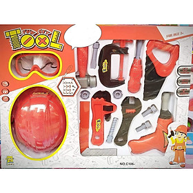 Bộ đồ chơi phụ kiện sửa chữa, tháo lắp màu đỏ kích thước lớn cho búp bê bé trai