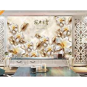 Tranh dán tường Tranh phòng khách phòng ngủ hiện đại dán tường - Hoa Ngọc Lan Kim (kích thước lớn)