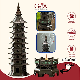 Mua Tháp văn xương phong thủy 9 tầng chất liệu hợp kim cao cấp kết hợp đế xông trầm có thể tháo rời KT 30.5x8.3cm