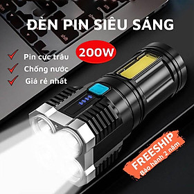 Mua Đèn pin cầm tay 4 bóng đèn LED siêu sáng  chiếu xa 100 mét  đèn chống nước kèm 4 chế độ sáng tiện lợi