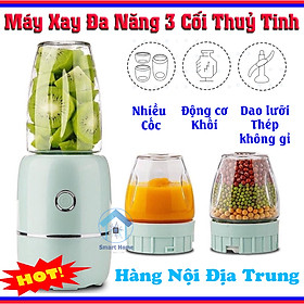 Mua Máy xay sinh tố đa năng kèm 3 Cối Thuỷ Tinh Nội Địa Cao Cấp say hạt  thịt  hành tỏi   đồ ăn dặm   chất liệu an toàn