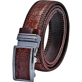 Thắt Lưng Nam Da Cá Sấu Đan Viền Huy Hoàng HT4217 (120 x 3.5 cm) - Nâu Đất