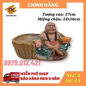 Mua Chậu tượng Phật Di Lặc ngồi gốm Bát Tràng trồng cây bonsai tiểu cảnh đẹp