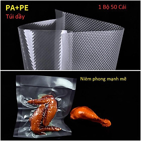 Mua Túi hút chân không 1 mặt nhám 1 mặt trơn size 17-25cm dầy 19 lụa-1 bộ 50 túi