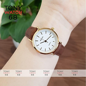 Đồng hồ nam Halei dây đen da mặt số vạch chính hãng Tony Watch 68