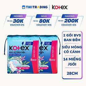 Combo 2 gói Băng Vệ Sinh Kotex Bảo Vệ Toàn Diện Ngày Nhiều và Đêm 28cm SMC - Gói 14 miếng
