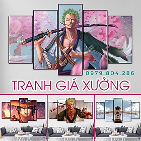 Mua Bộ 5 bức tranh Onepice tráng gương tặng kèm đinh treo tường phòng khách/ phòng ngủ/ phòng game/ quà tặng tân gia
